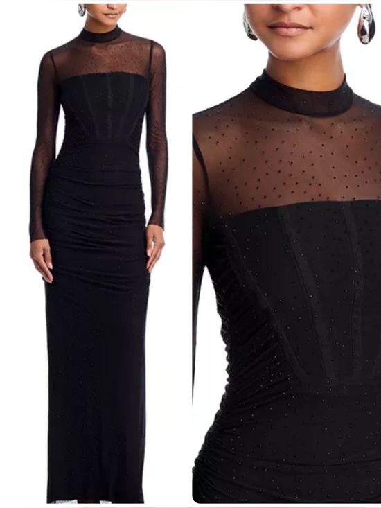 Black Halo Dresses & Skirts - Black Halo Lexington Sheer Rhinestone Ruched Gown Size 12